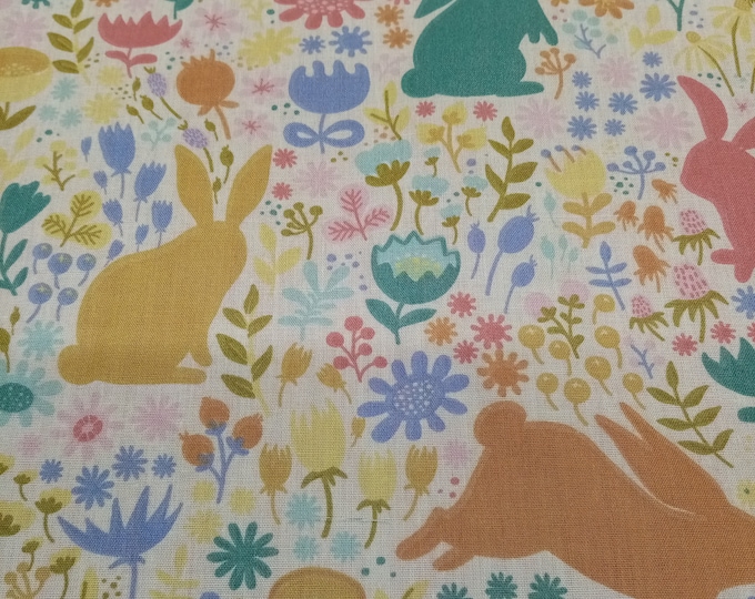 Buny Print Fabric, Poly Cotton PER HALF METRE, Easter