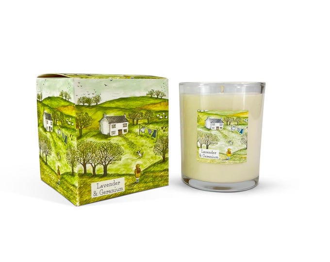 Lavender & Geranium 20cl Country Life Illustrated Candle by Heaven Scent