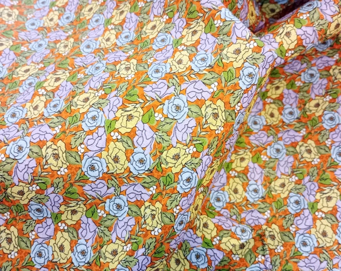 Tiny Floral, Light Amber Posy Print Fabric, 110cm width, 100% Cotton PER HALF METRE