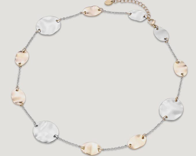 Vibes | Ripple Disc Necklace | 18K Gold & White Gold-Plated
