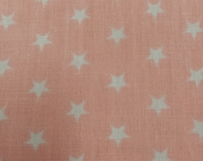 Pink and White Star Print Fabric, Poly Cotton PER HALF METRE