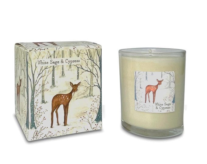 White Sage & Cypress 20cl Wildlife Illustrated Candle by Heaven Scent