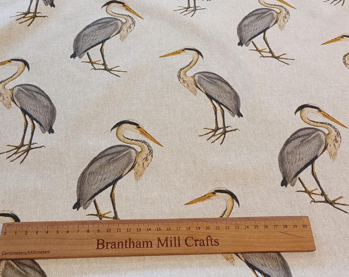 Heron Beige Linen Look Fabric, 140cm width, per half metre