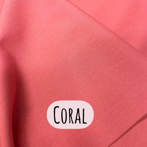 100% Cotton, Craft Cotton, Plain Fabrics, Colours, PER HALF METRE Coral