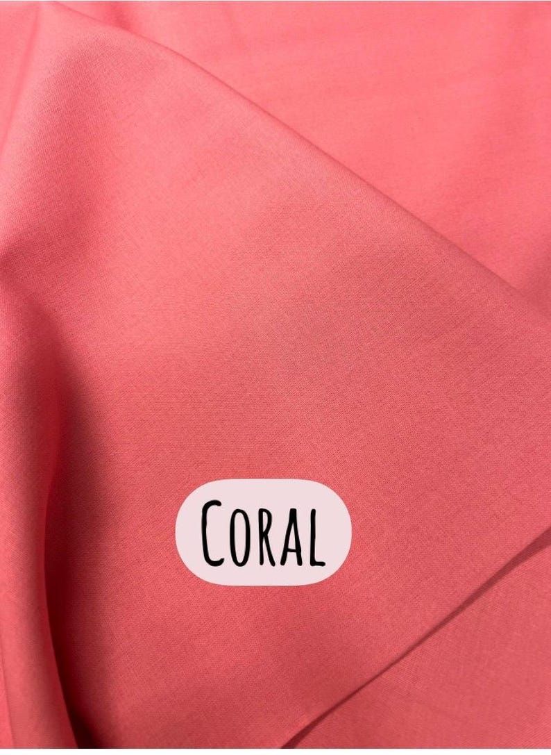 100% Cotton, Craft Cotton, Plain Fabrics, Colours, PER HALF METRE Coral