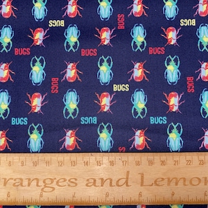 Bugs Fabric, 100% Cotton, 110cm width, PER HALF METRE