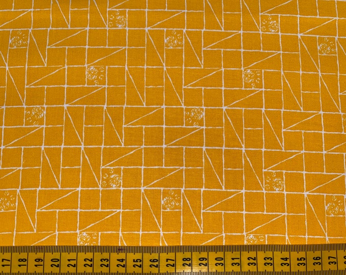 Cat Prints on Yellow, Geometric - 100% Cotton Fabric, 110cm width