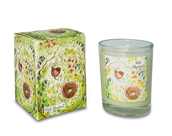 Wild Bluebell 9cl Votive Wildlife Illustrated Candle by Heaven Scent