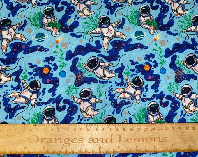 Astronauts in Space, 100% cotton, 150cm width, PER HALF METRE
