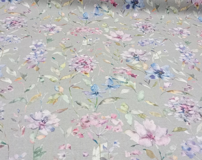 Floral Fabric, Recycled Cotton, Organic Linen, PER HALF METRE