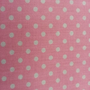 Pink and White Polka Dot Print Fabric, Poly Cotton PER HALF METRE