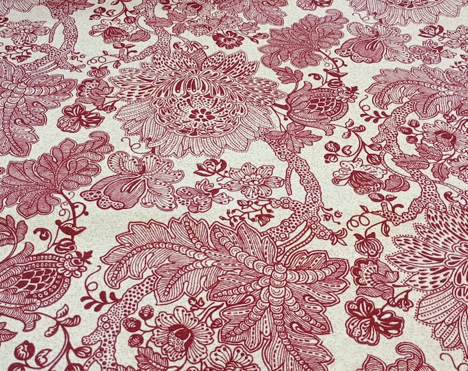 Floral Half panama fabric, 140cm width, Fabric PER HALF METRE