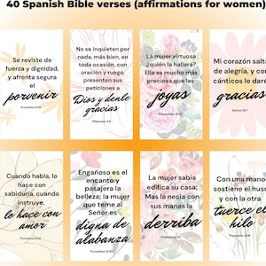 Cartões com versículos bíblicos em espanhol, decoração de parede com versículos bíblicos em espanhol, afirmações em espanhol para mulheres, arte de parede com escrituras para impressão, escrituras em espanhol