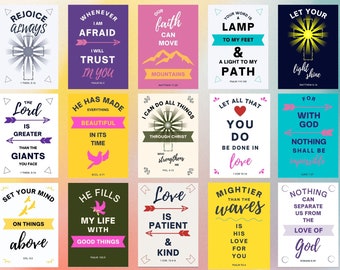 Bible verse cards printable, Scripture affirmation cards, Religious printable wall art, Bible quotes printable, Wall decor scripture