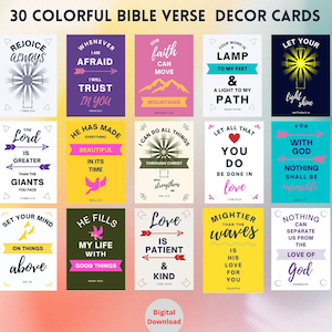 Afdrukbare bijbelverskaarten, kaarten voor bevestiging van de Schrift, religieuze afdrukbare muurkunst, afdrukbare bijbelcitaten, Schrifttekst voor wanddecoratie