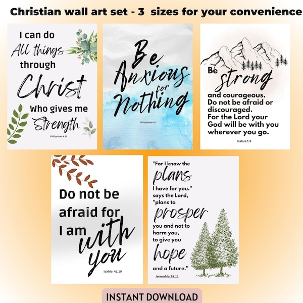 Christian wall art set, Bible verse cards printable, Scripture wall art, Scripture cards printable, Bible quote cards, Bible verse poster