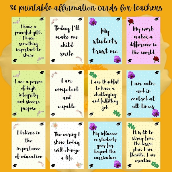Affirmations for teachers, teacher affirmation cards, teacher appreciation gift, teacher printable quotes, teacher inspiration posters