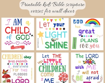 Kids bible affirmations - Printable bible verses for children - Christian kids wall decor - Bible verse for babies -  Scripture for nursery