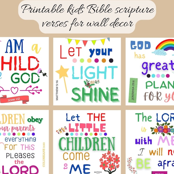 Bible Verse Cards for Children, A to Z Bible Kids Room Printable, Bible Scripture Cards, Bible ...