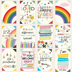 Cartel de afirmaciones para niños, tarjetas de afirmación para niños, cartel para aula, cartel de inclusión, afirmaciones positivas para niños, decoración