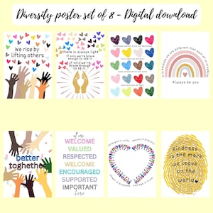Cartazes de diversidade, equidade e inclusão, cartaz de diversidade para sala de aula, cartaz de orgulho da diversidade, diversidade para impressão,