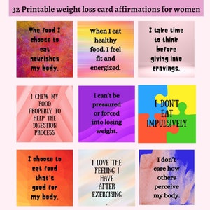 Affirmationen zum Abnehmen - Affirmationskarten zum Abnehmen, Fitnesskarten - Gewichtsverlust für Frauen, Journal, Tracker, Kunst