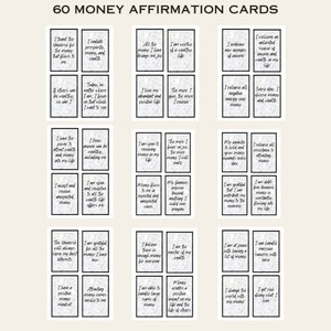 Afirmaciones de dinero, Tarjetas de Afirmación de Abundancia Dinero, Ley de Atracción, Manifestación de Riqueza, Mentalidad Dinero Positiva, atraer dinero