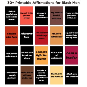 Affirmation pour les hommes noirs, cartes pour les Noirs, affirmations pour les garçons noirs, citations pour les Noirs, cartes pour l'affirmation de l'amour de soi, art pour les hommes noirs