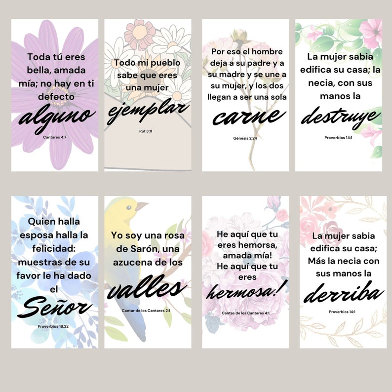 Spanish Bible Verse Cards, Spanish Bible Verse Wall Decor, Spanish ...