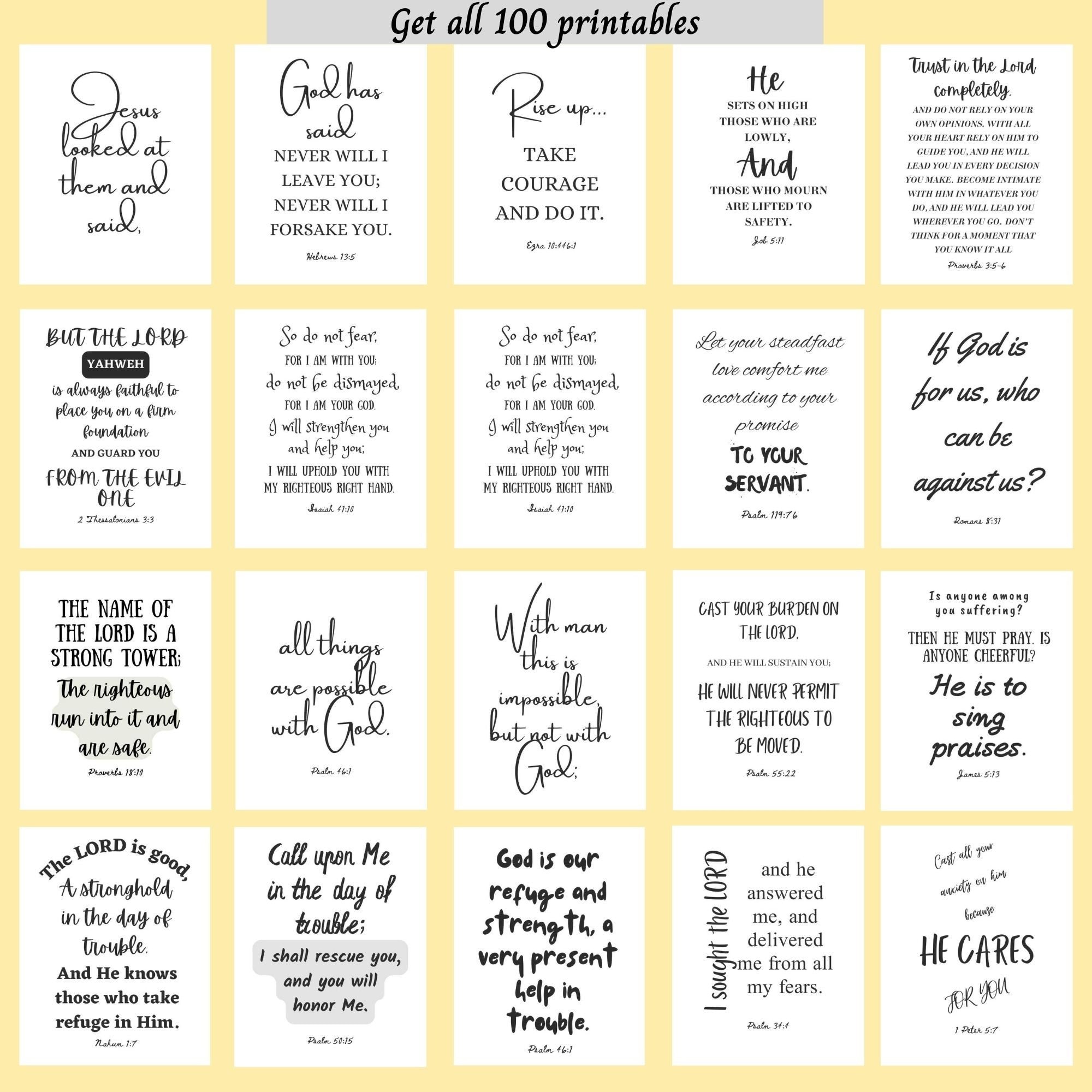 Bible verse printable art, digital download, 100 Scripture sets for adults, bible quotes for women - Scripture print download, Bible sayings