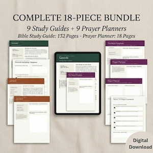 Bible Study Guide and Prayer Journal Printable Bundle | 66 Books Overview, SOAP Method Template, Scripture Reading, Devotional Daily PDF