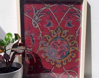 Antique persian framed rug,vintage kilim,woven tapestry,woven wall hanging,vintage home decor