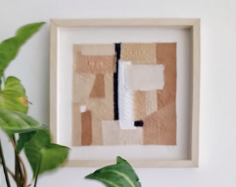 Naturally dyed Framed textile wall art,textile wall hanging,abstract wall art,neutral fabric wall hanging,geometric modern wall art