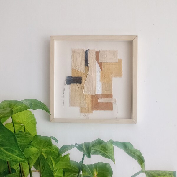 Naturally dyed Framed textile wall art,textile wall hanging,abstract wall art,fabric wall hanging,geometric modern wall art