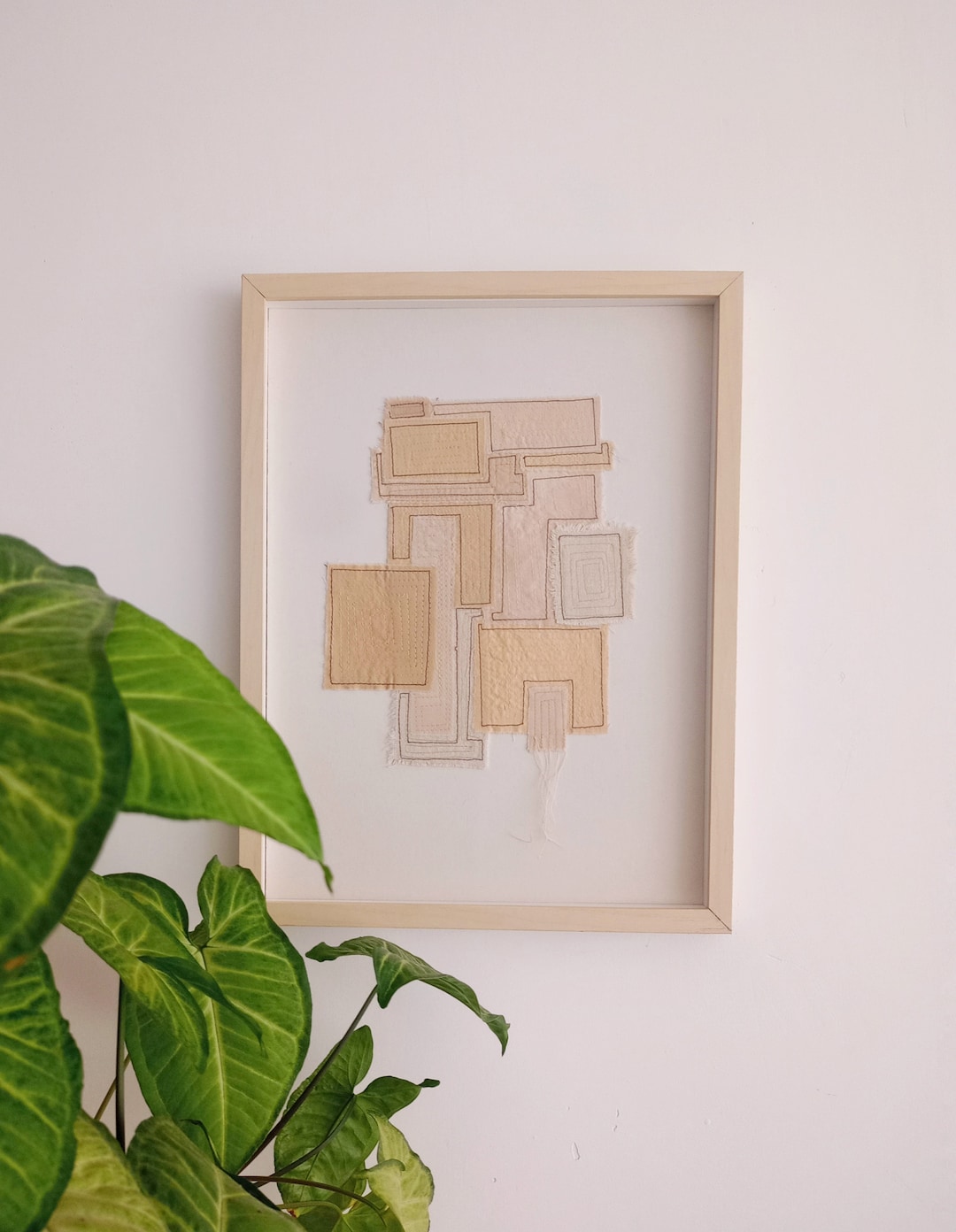 Naturally Dyed Framed Textile Wall Art,textile Wall Hanging,abstract