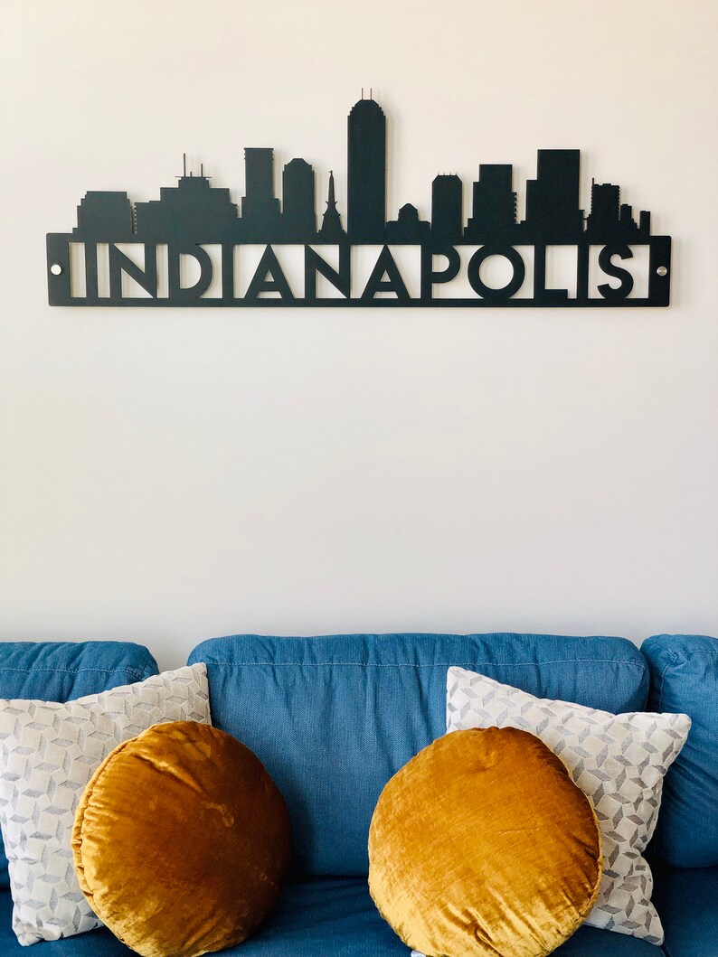 Indianapolis Skyline Sign Indianapolis Wall Art Indianapolis Etsy