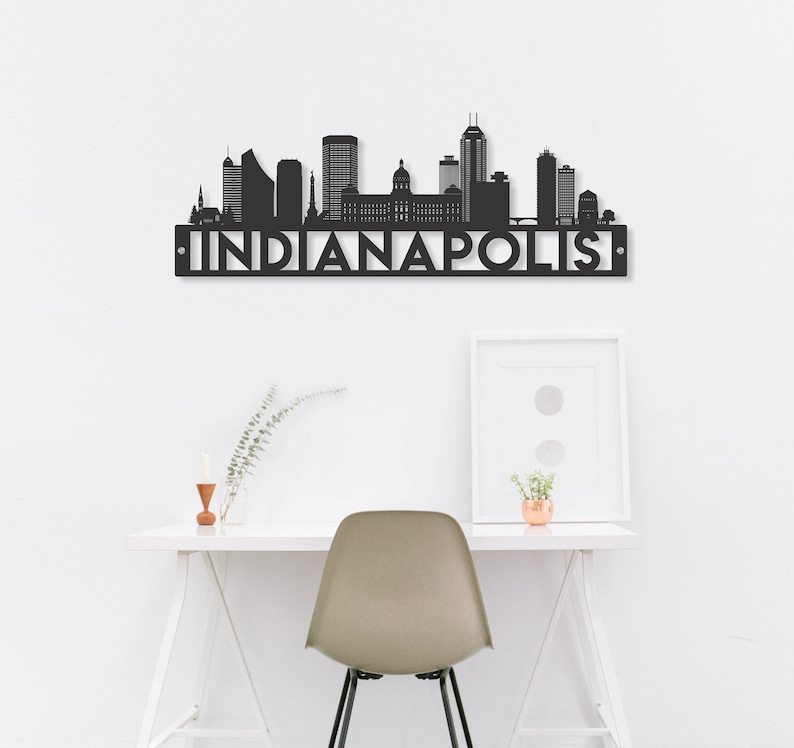 Indianapolis City Skyline Wood Sign, Indianapolis Sign, Indianapolis