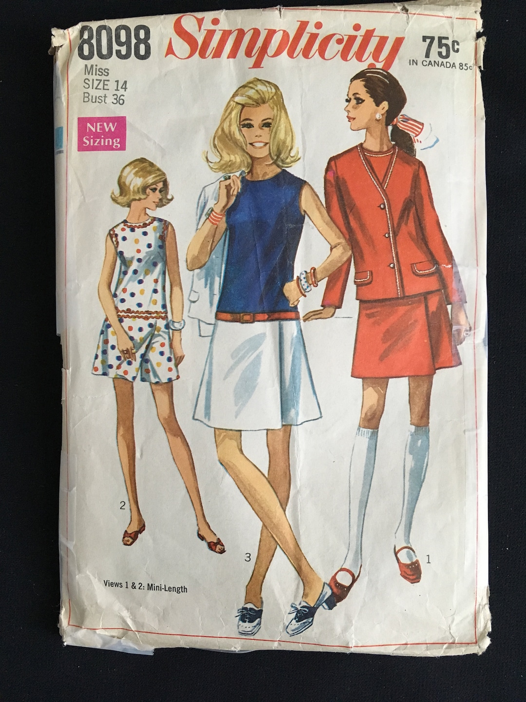 Simplicity 8098 1960s Vintage Sewing Pattern Misses Sz 14 Bust 36 ...
