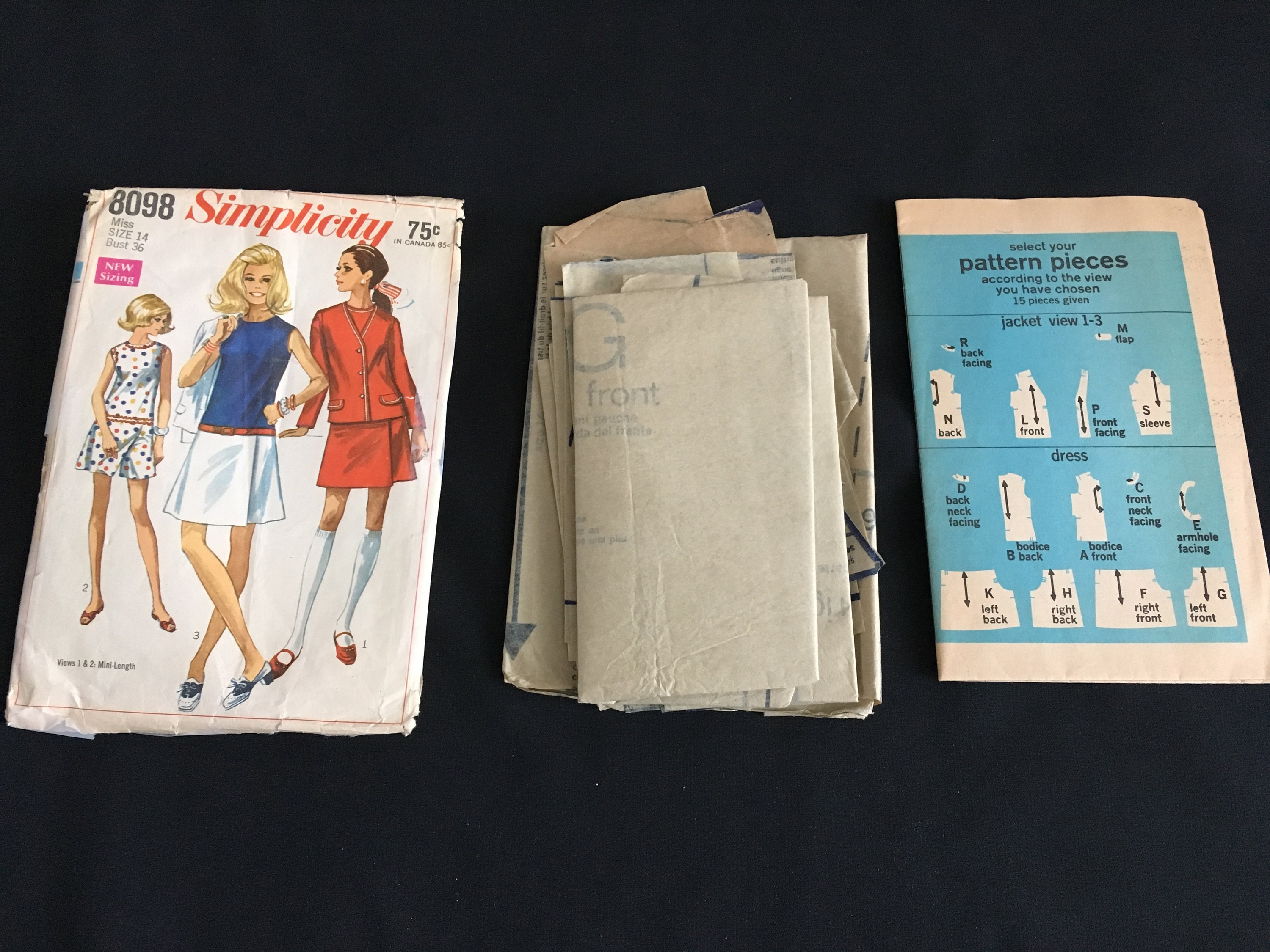 Simplicity 8098 1960s Vintage Sewing Pattern Misses Sz 14 Bust 36 ...