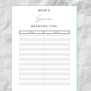 Mom Summer Reading log | reading journal | summer reading | track reading