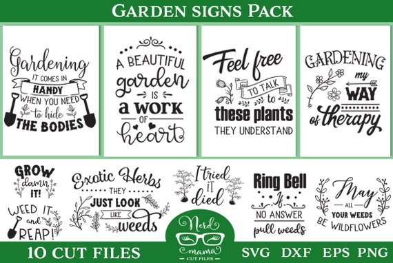 Download Garden Signs Pack 10 Gardening Sarcastic Quotes Funny Svg Etsy