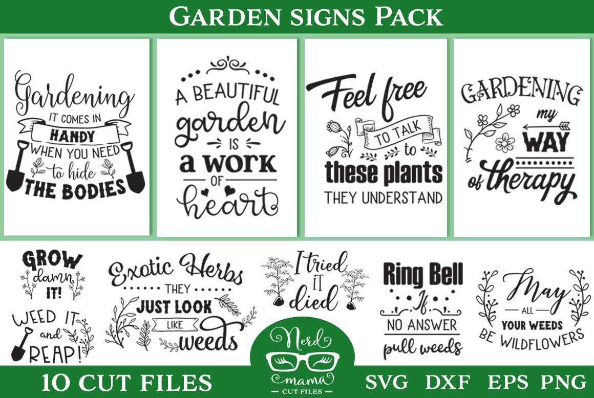 Garden Signs Pack 10 Gardening Sarcastic Quotes Funny Svg Etsy Canada