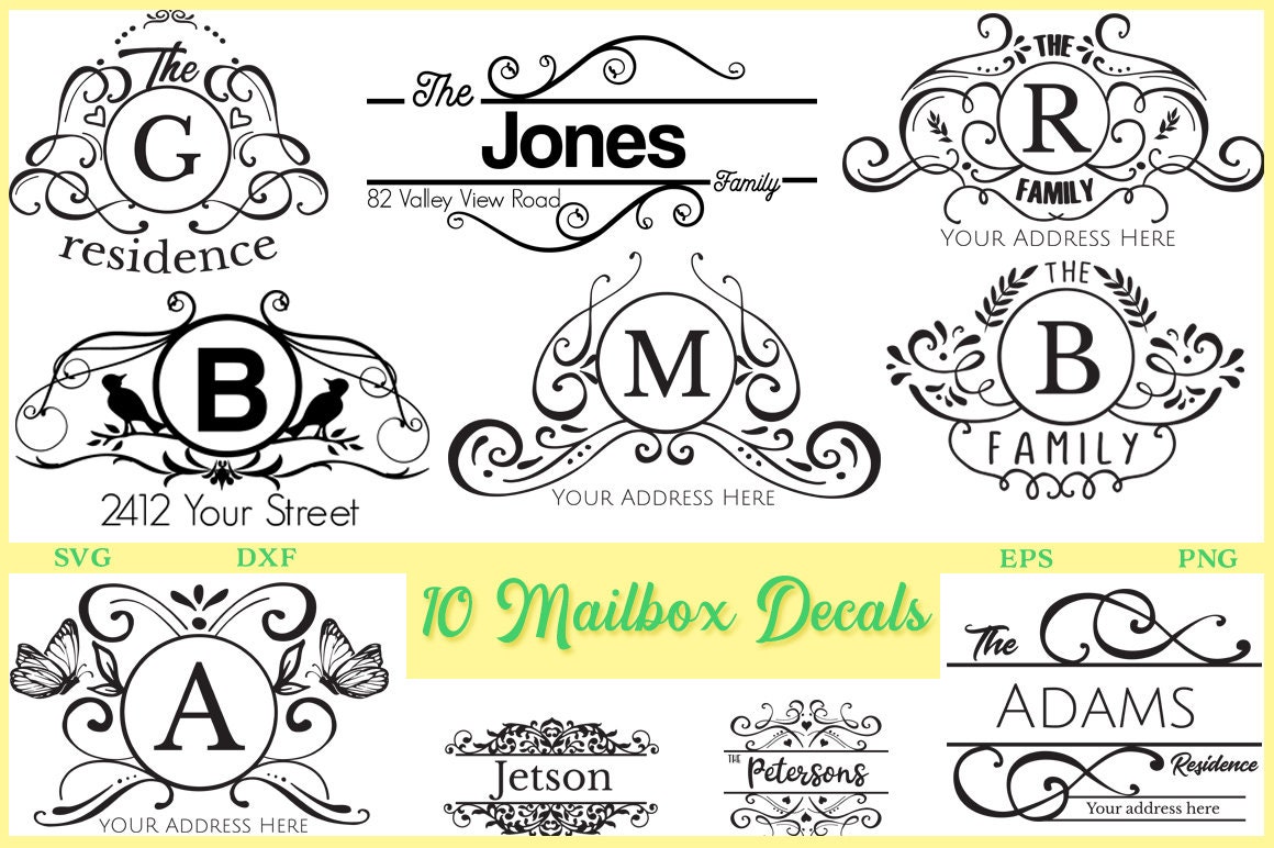 Mailbox Decals Pack Cut File - SVG DXF for Cameo, Cricut and Curio - …