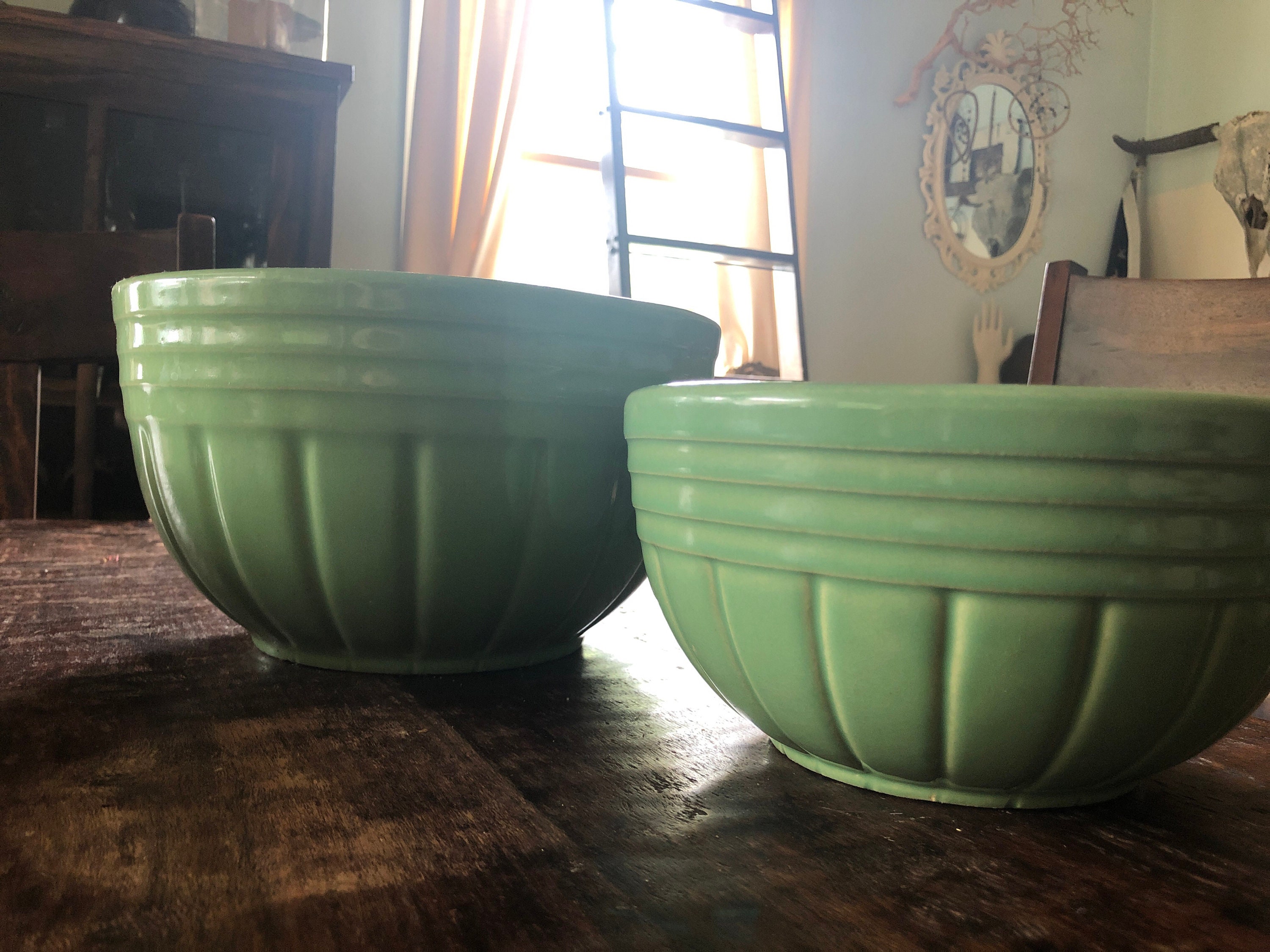 Vintage RRP Co. Roseville Ohio USA 168 Green POTTERY Bowl Etsy