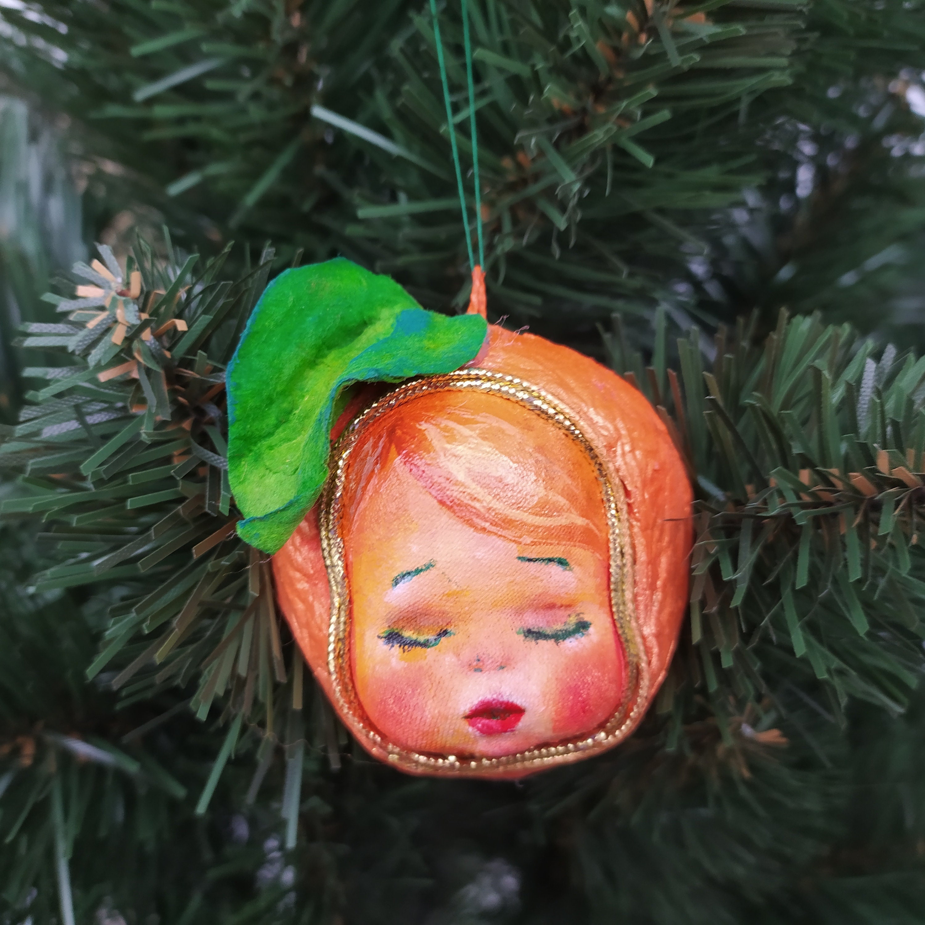 Orange fruit ornament Spun cotton ornament Orange christmas Etsy