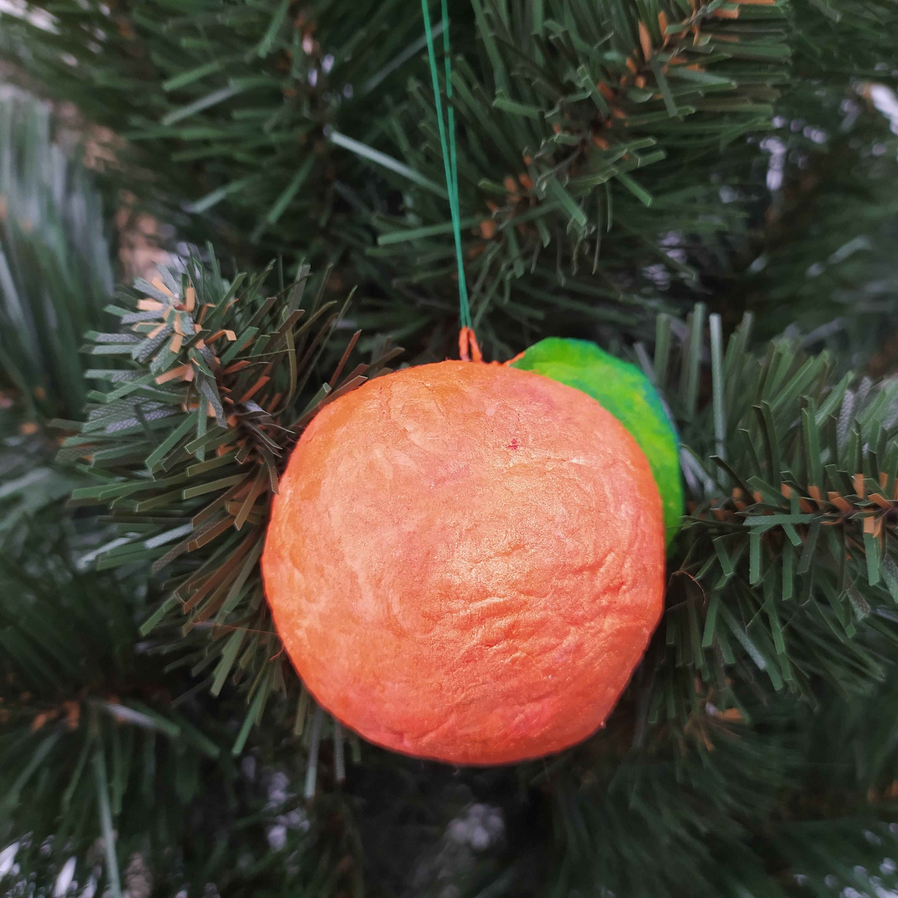 Orange fruit ornament Spun cotton ornament Orange christmas Etsy