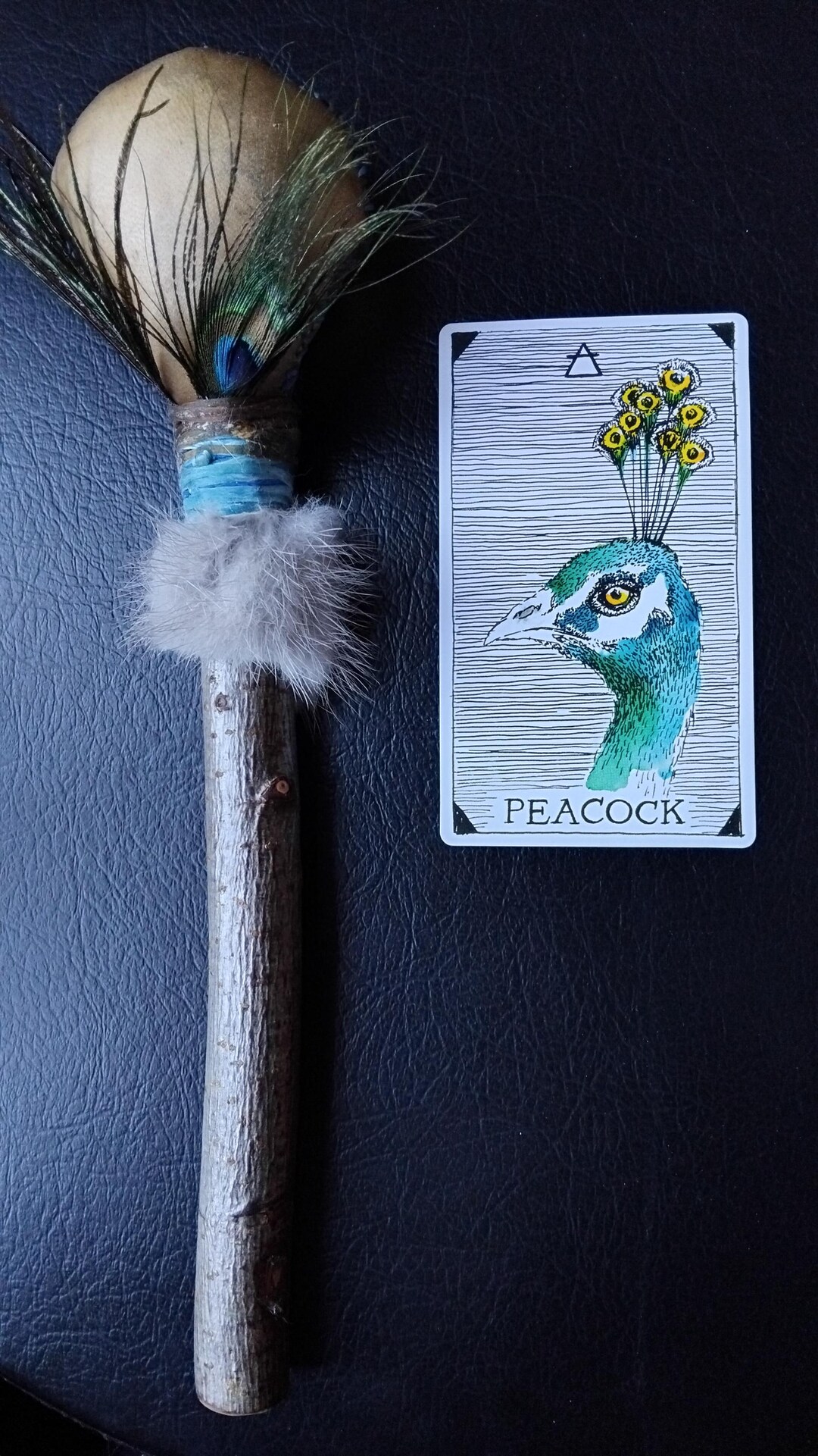 Spirit Rattle Regal Shamanic Rattle 'SOVEREIGN' - Crystal Healing Peacock & Mink ...