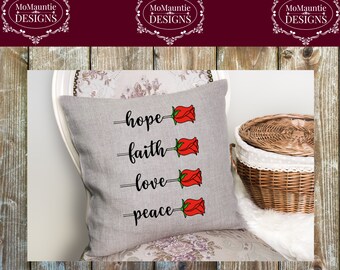 Hope Faith Love Peace Rose Layered Cutting File - svg - png - jpg - dxf - eps Personal Commercial Use Cricut Cameo