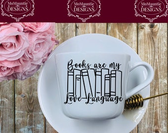Los libros son mi lenguaje de amor Archivo de corte - svg - png - jpg - dxf - eps Uso personal o comercial Cricut Cameo Silhouette