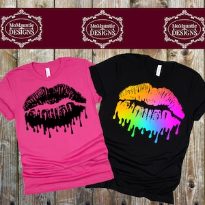 Dripping Lips with Bonus Rainbow Cutting File - svg - png - jpg - dxf - eps Personal or Commercial Use Cricut Cameo Silhouette